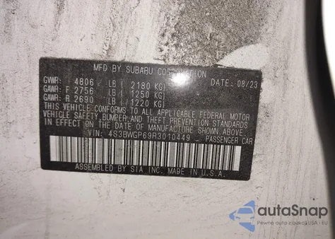 2024 Subaru Legacy Touring Xt z USA, uszkodzony, nr VIN 4S3BWGP69R3010449